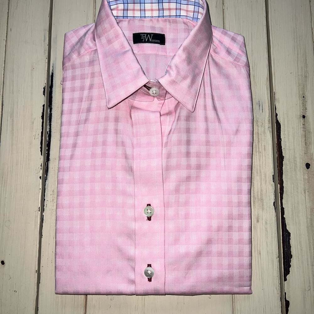 COPY - 3 Tom James Womens Dress Shirts NWT womens tops size 6 black, blue & pink